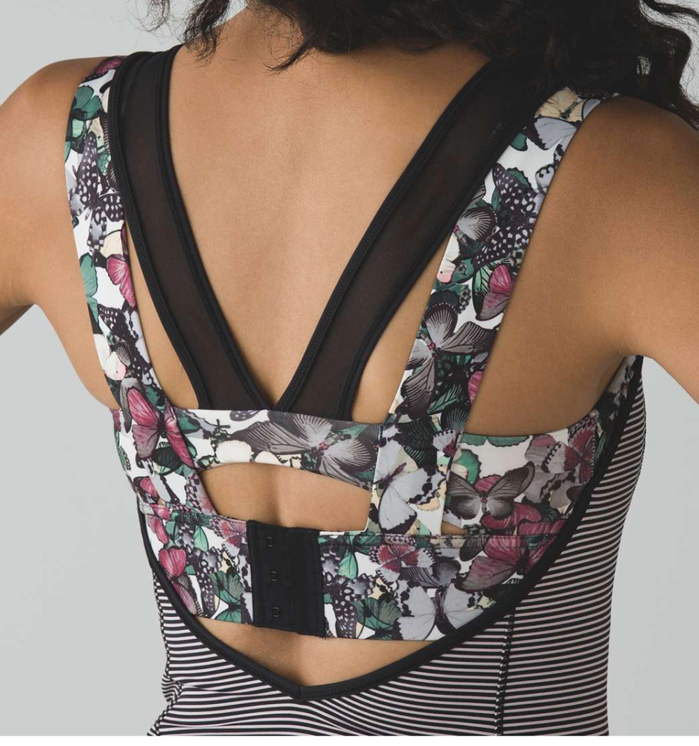 Lululemon Happy Strappy Tank Top SZ 10 Mini Pop Stripe Mink Berry Butterfly Yoga